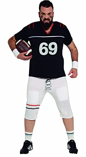 FIESTAS GUIRCA | Quarterback Kostüm für Herren (54-56/XL) - Shirt und Hose für Sportpartys und Feiern - Ideal für Halloween, Karneval und Kostümpartys - Schwarz und Weiß