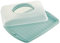 com-four® Recipiente para pasteles para almacenar y transportar productos horneados: caja de transporte, envase de pastel y caja de alimentos con asas de transporte (turquesa)
