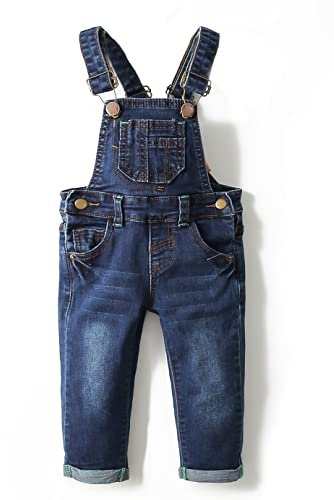 KIDSCOOL SPACE Salopette di Jeans da Ragazzo e Ragazza,Maglione di Jeans Slim Carino da Bambino,Blu,4-5 Anni