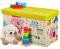 Relaxdays Sitzbox Kinder, Faltbare Aufbewahrungsbox mit Stauraum, Deckel, Motiv Tiere, Jungen & Mädchen, 50 Liter, gelb