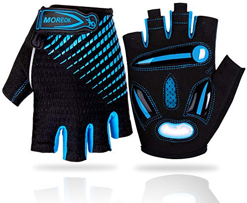 LUROON Fahrradhandschuhe Halbfinger Atmungsaktiv Rutschfestes Stoßdämpfende Kurz Gel Sommer MTB Radhandschuhe für Herren Und Damen (Blau, M)