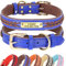 Didog Hundehalsband, Leder, mit Gravur des Namensschildes aus Messing, geflochtenes Leder, weich gepolstert, verstellbar, für kleine, mittelgroße und große Hunde,Braun, XXL(Halsumfang 52–62 cm)