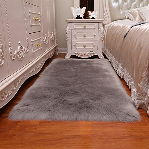FOGUO Faux Lammfell Schaffell Teppich, Lammfellimitat Teppich, Shaggy Teppich, Teppich Wohnzimmer, Hochflor Langflor Teppiche Modern, Bedroom Anti-Skid Yoga Carpet