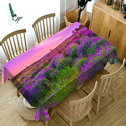 Rubyia Viereck Tischdecke, Antiflecken Table Cloth Lavendel Motiv, Polyester, Lila Grün, 85 x 85 cm
