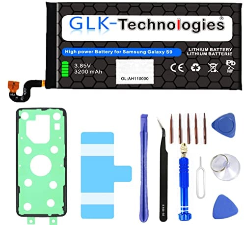 High Power Ersatzakku kompatibel mit Samsung Galaxy S9 SM-G960F/DS EB-BG960ABE | Original GLK-Technologies Battery | accu | 3200 mAh Akku | inkl. Profi Werkzeug Set Kit