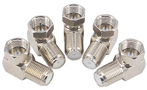 BOOBRIE 5PCS Adaptateur Coaxial F Angle Droit Connecteur F Coaxial 90 Degrés Connecteur Antenne TV Prise F Mâle à Femelle Adaptateur Satellite RG6 Fiche F pour Satellite SKY Virgin, Téléviseurs Muraux