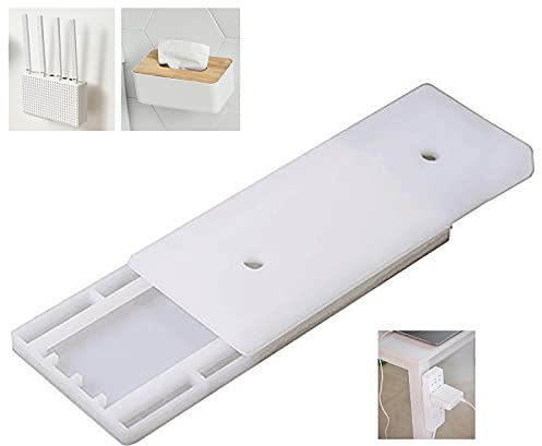 MXSTORY Multifunktionale Power Board Halter, Steckdosenleiste Wandhalterung für Steckdosen, Fernbedienungen, Router, Taschentücher, herausnehmbare Einsätze (2 Stück, weiß)