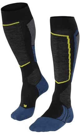 FALKE Herren Skisocken SK2 Intermediate M Kh Wolle Funktionsmaterial warm dick 1 Paar, Schwarz Black 3001, 42-43