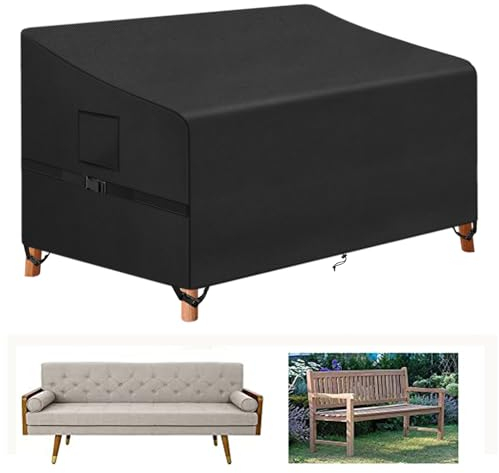 Kovshuiwe Abdeckung Gartenbank,3 Sitzer und Außen Garten Bank Abdeckung,Schutzhülle für Gartenmöbel,420D Oxford Gewebe Abdeckung für Gartensofa,Wasserdicht,Winddicht,UV-beständig-163x66x63/89 cm
