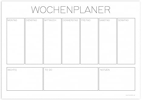 Friendly Fox Wochenplaner Block schwarz-weiss, 1x DIN A4 Schreibtischunterlage als Kalender ohne festes Datum, Weekly Planer, Schreibblock Organisation to do