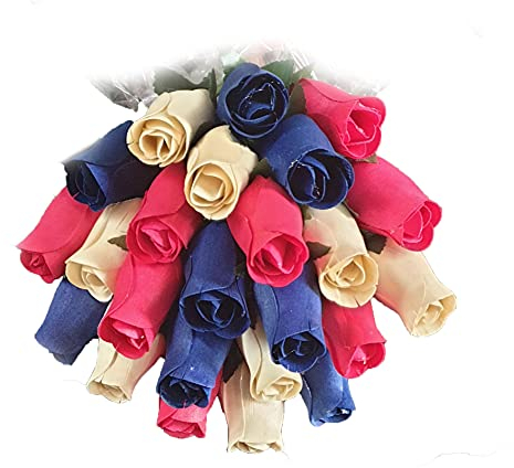 Homestreet Everlasting Blumenstrauß, 2 Dutzend Holzrosen in einer Auswahl von lebendigen Farben, 24 Rosenknospen in Cello-Instant Floral Geschenk (Jubiläum)