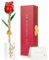 Rose véritable trempée en or 24 carats, cadeau pour femme/maman, rose éternelle 24 carats avec support en cristal, cadeau fait à la main pour femme pour un anniversaire, la Saint-Valentin, la fête des