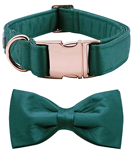 Lionet Paws Hundehalsband mit Fliege - komfortable Seide Weihnachten Hundehalsband mit abnehmbaren Fliege für kleine Hunde, Hals 25-40cm
