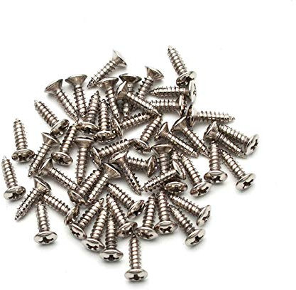 SAPHUE 3MM Electric Guitar Bass Pickguard Screws Pick Guards Scratch Plate Mounting Screws for Fender Strat ST Tele TL Stratocaster Telecaster Gibson LP Les Paul SG Guitar Pack of 100(Chrome)