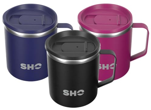SHO Flexi - Ultimate Insulated Stainless Steel Reusable Coffee Mug - 4 Hours Hot, 8 Hours Cold - 370ml - BPA Free (370ml, Jet Black)