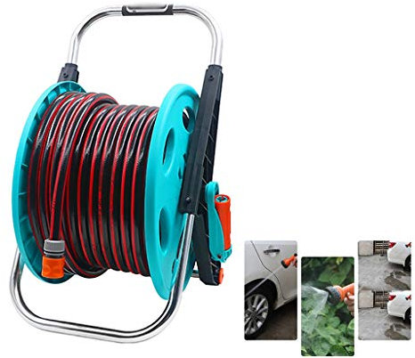 Samnuerly Gartenschlauch-Aufbewahrungswagen-Set 4 Punkte explosionsgeschützter Schlauch Schlauchaufroller Haushalts-Wippschlauchaufroller (Size : 50M)