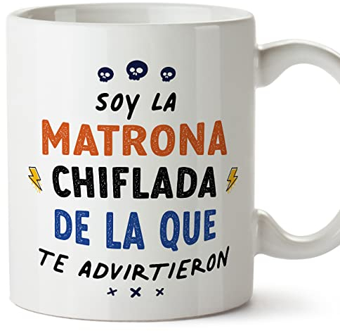 MUGFFINS Tazas para MATRONA mujer - En Español - Todos te advirtieron - 11 oz / 330 ml - Regalo original y divertido