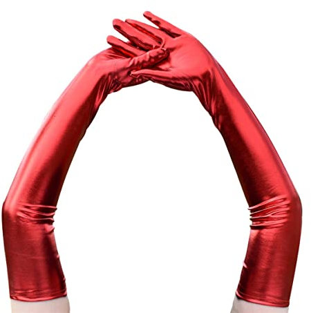 CAMDOM Womens Sexy Patent PU Leather Long Gloves Punk Latex Gloves