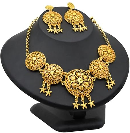 LAYCHEN Dubai Halskette Ohrringe Schmuck Sets Äthiopische Nigerianische Hochzeit Braut Party Geschenke Afrikanische Halskette Ohrringe Schmuck