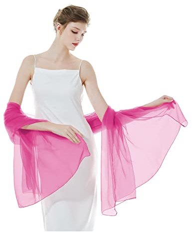BEAUTELICATE Damen Stola Schal für Abendkleider Sheer Leichter Umschlagtücher Tücher Wraps Bolero Sommer für Festlich Hochzeit Braut 17 Farben (Rose, Einheitsgröße)