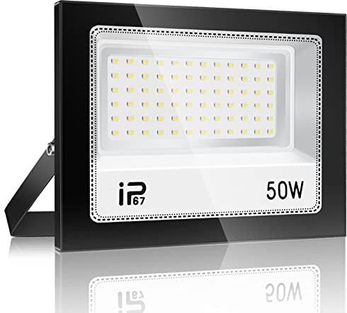 YZYFACAI 50W LED Strahler Außen,Superhell 5000LM LED Scheinwerfer,7000K Kaltweiß Scheinwerfer,IP67 Wasserdichte Außenstrahler,für Hinterhof,Innenhöfe,Auffahrt,Garage,Flur,Garten