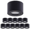 Oktaplex 12 Stück Aufbauspot Lile Schwarz - inkl. LED Modul 4,8W 230V 4000K Neutralweiß 80x50mm Aufputz Aufbauleuchte Aufbaustrahler Aluminium Schwenkbar