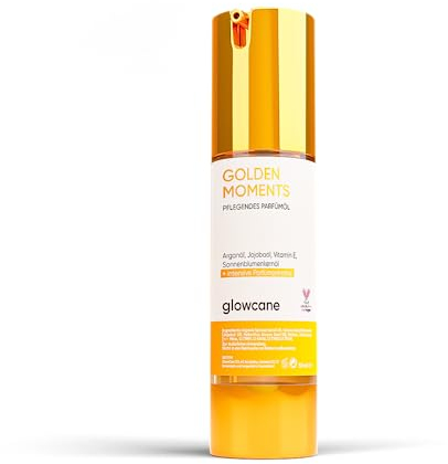 glowcane Golden Moments Parfüm Öl Damen | Luxuriöser & fruchtiger Duft | 100% alkoholfrei | Pflegender Ölkomplex | Geschenke für Frauen | Ohne Schadstoffe | Tierversuchsfrei & vegan