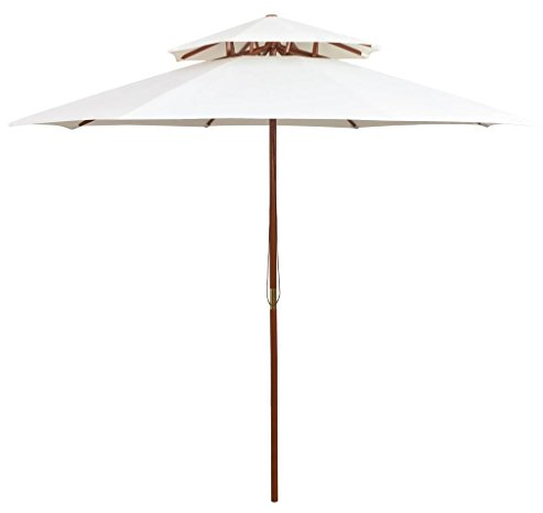 Camerina Parasol de terrasse 270 x 270 cm Poteau en bois Blanc crème,Parasol De Jardin Exterieur,Protection Uv