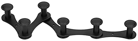 SEAFRONT Hakenleiste, Erweiterbarer Akkordeon-Faltbarer Haken, Hängehaken, Wandgarderobe, Wandmontage, 6 Haken, Hängewandregal für Eingangsbereich, Garage, Küche, Badezimmer (Black)