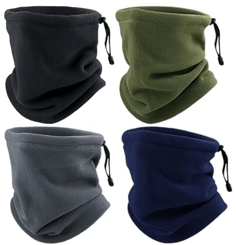 SKHAOVS 4 Pcs Winter Fleece Neck Warmer Gaiter Thick Thermal, Snoods for Men Women, Winter Neck Warmer, Scarf Thicken Elastic Tube Neck Gaiter Face Scarf, Windproof Face Covering for Outdoor