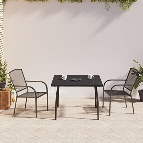 Rantry Gartenmöbel-Set, 3-teilig, Stahl, Anthrazitgrau, Stuhl, Sessel, Tisch, Küche, Outdoor, Terrasse, Balkon, Möbel, Typ 9, Gartenmöbel