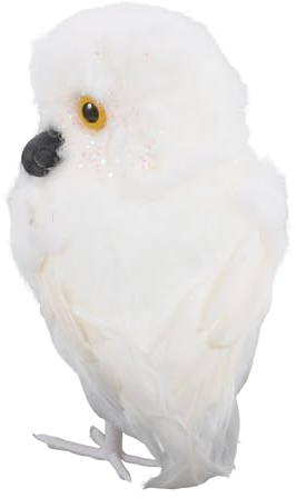 OFFSCH Eulen-Modell realistische Eulenskulptur lebensechte Tierfiguren deko Tiere dekorative Tiere Wohnkultur Statue Gartendekorationen Eulen-Dekor Weihnachtsbaum schmücken Anhänger Weiß