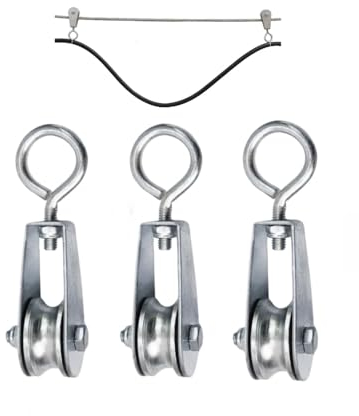 GYWHOOFT Carrucola per Sollevamento,3 Pack Puleggia Carrucola con Cuscinetti, 32 mm Puleggia Palestra Inox, Puleggia Singola Set,Carrucole Rotazione a 360°,Carrucola per Fune Fitness,Trasporto