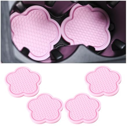 Adunsiaoto 4 Pieces Universal Car Cup Holder Insert, High Temperature Resistance Non-slip Car Cups Holders, Silicone Anti Slip Cup Holder Insert, Car Interior Accessories for SUV, Truck(Pink)