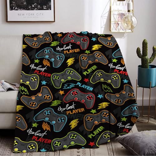 Gamepad Kuscheldecke für Kinder, Kinderdecke 3D Gamepad Muster Flanell Fleece Decke,SofadeckeTagesdecke Decke,Weich Warm Flauschig Wohndecke für Jungen (Gamed 01, 130 x 150 cm)