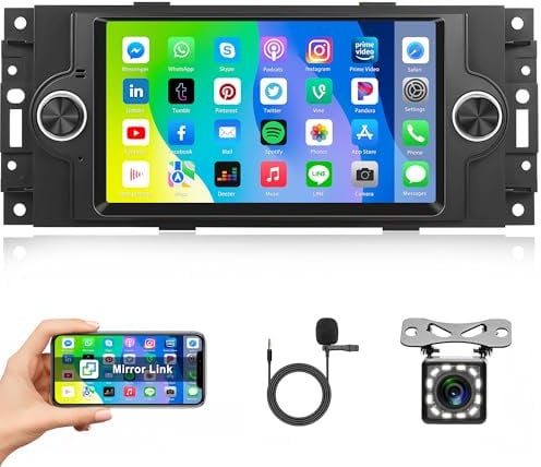 1G+32G Android 13 Autoradio für Jeep Compass Chrysler 300C PT Cruiser Dodge RAM 1500 2500 6.2 Zoll Autoradio mit Navi GPS WiFi Mirror LInk Bluetooth FM/RDS/EQ/DAB/DVR Lenkradsteuerung Rückfahrkamera