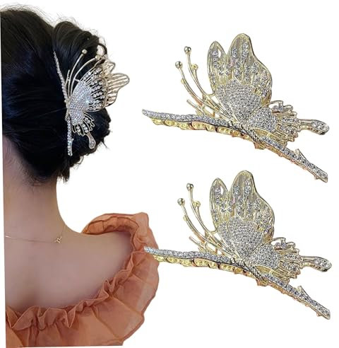 Clip artigli di farfalla 2pcs per capelli farfalla morsetti per capelli metallici con rini grandi barrette non antiscivolo gancella