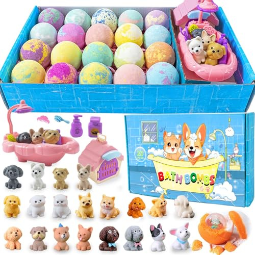 Bath Bombs for Kids with Surprise Inside for Girls Boys Toddlers, 20 Pack Organic Kids Bath Bombs with Surprise Inside, Kids Safe Handmade Bubble Bath Fizzies, Ideal Birthday Christmas Gift Set