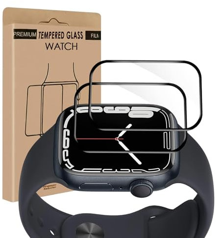 Bodyguard 2 Pack Verre Trempé pour Apple Watch Series 7/8/9(41mm), Résistant aux Rayures, 9H Dureté protection écran, Haute Sensibilité, à l'épreuve des bulles, HD Apple Watch 41mm vitre protection