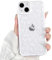NITITOP Compatible with iPhone 13 Case Cute Clear White Durable Flower Floral Leave for Girls Women Soft TPU Transparent Colourful Frame Full Camera Lens Shockproof Protective Cover - White