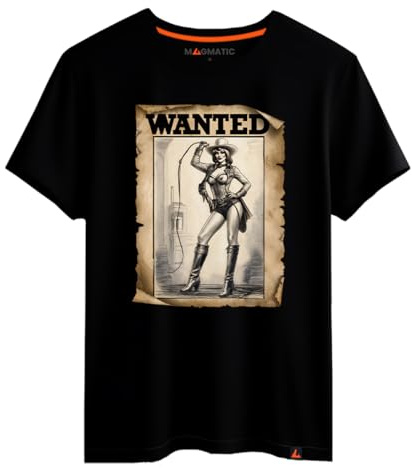 Magmatic - T Shirt pour Homme Unisex, Collection Pin-Up Tee Shirt Noir Premium 100% Coton, Vintage, Glamour, Sexy, Pin Up Girl, Fashion, Retro, Glamour, Comics, Superheros