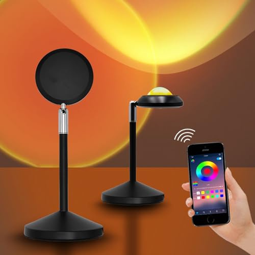 GreatPro RGB Sonnenuntergang Licht, Sunset Lampe Bluetooth 16million Farbe mit Timer/180°/Musik Sync Sunset Projektionlampe für Fotografie,Selfie,Wohnzimmer-Dekoration, APP Control