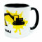 Hydraulik Bagger Tasse mit Name personalisiert Baggerfahrer Becher Baggertasse Geschenk Baggerfans Zubehör Accessoires Baumaschinen Fans Bauarbeiter Baustellen Erwachsene Männer Kinder Keramik 330 ml