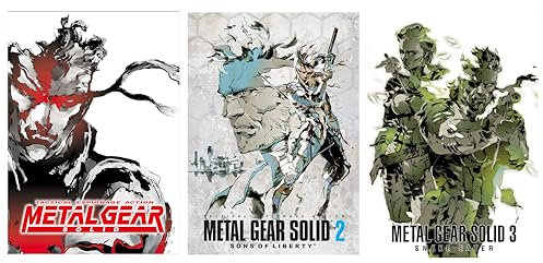Metal Gear Solides Poster-Set, 3 Stück, A4, 210 x 297 mm, zum Einrahmen oder direkt an der Wand, hochwertiges Hochglanz-Fotopapier 255 g/m²