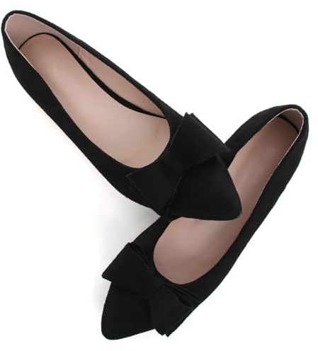 SAILING LU Womens Round Toe Flats Comfortable Ballet Flat Shoes for Women Dressy Slip-ons Loafers, Tpj156-black, 8.5 UK