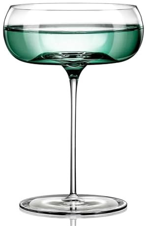 FVCTGHZ Hand-Blown Crystal Cocktail Glasses - 2pcs Vintage Nick & Nora Style for Martini, Pisco Sour, Champagne