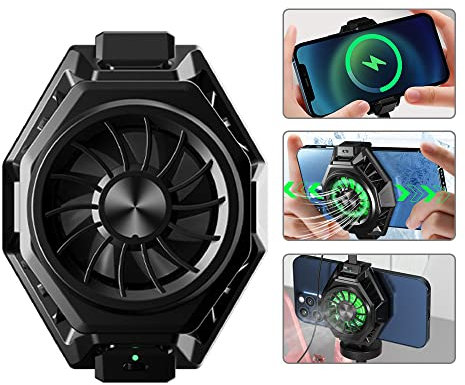 BR20PRO - Cargador inalámbrico de refrigeración con clip trasero para teléfono móvil, radiador portátil, disipador de calor, cargador inalámbrico rápido, interfaz tipo C, ventilador silencioso