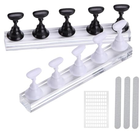 GXGM Lot de 2 présentoirs à ongles en acrylique pour présentoir à ongles - Support magnétique pour nail art - Support magnétique pour faux ongles