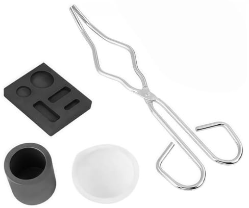 4 Piezas Horno de Fundición Metales, Crisol de Grafito para Fundir Metales, Moldes de Fundición, Kit de Molde y Crisol de Grafito con Pinza Antideslizante para Joyería y Manualidades