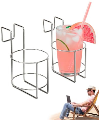 KACZUS 2 Portavasos para Silla de Playa, Soporte de Bebidas Universal Estable, Accesorios para Sillas, Soporte para Cerveza y Bebidas, Evita Volcaduras por Viento y Arena
